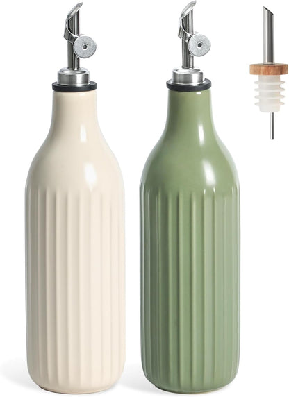 FE FUN ELEMENTS Olive Oil Dispenser Bottle, 19 oz Oil Dispenser for Kitchen and Vinegar Dispenser Bottle, Suitable for Vinegar, Coffee Syrups & Other Liquids, Off White