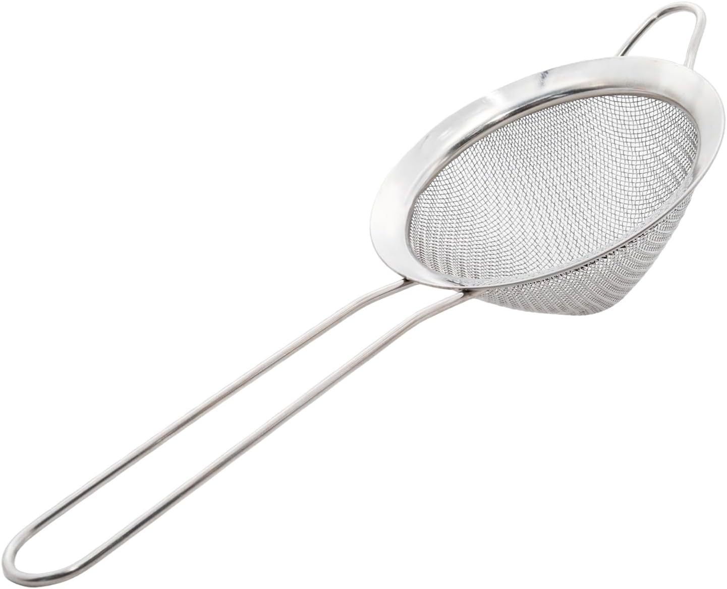 Black Fine Mesh Strainer - 304 Stainless Steel Handheld Sieve, Small Kitchen Filter for Baking, Tea & Cocktail Making(8.3inch)