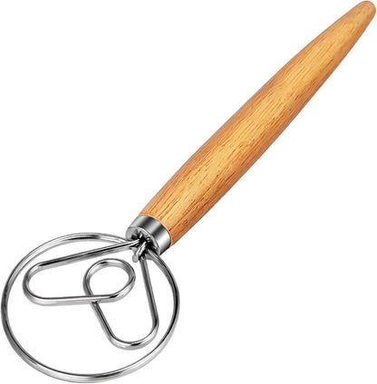 TEEVEA Danish Dough Whisk Stainless Steel for Sourdough Pizza and Bread Baking