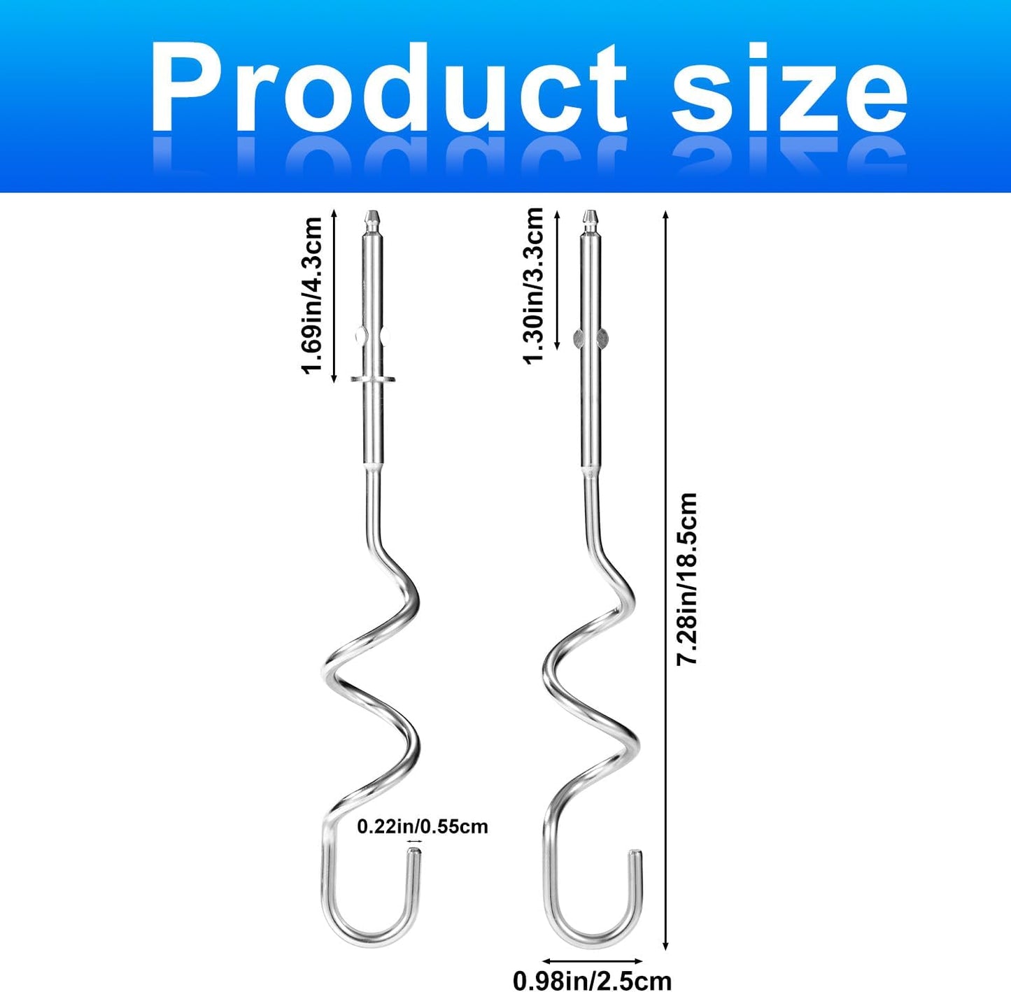 2pcs Hand Mixer Beaters Attachments Compatible with BLACK & DECKER, Universal Stainless Steel Electric Hand Mixer Whisk Replacement for Cooking and Baking