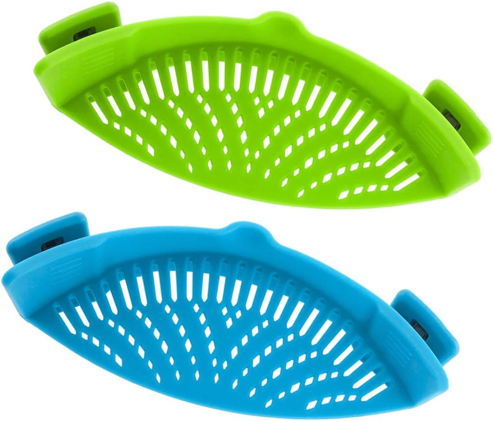 Snap Strainer, DaKuan 2 Packs of Hands-free Clip-on Heat Resistant Colander Pour Spout for Pasta Vegetable Noodles Pot bowl Pan