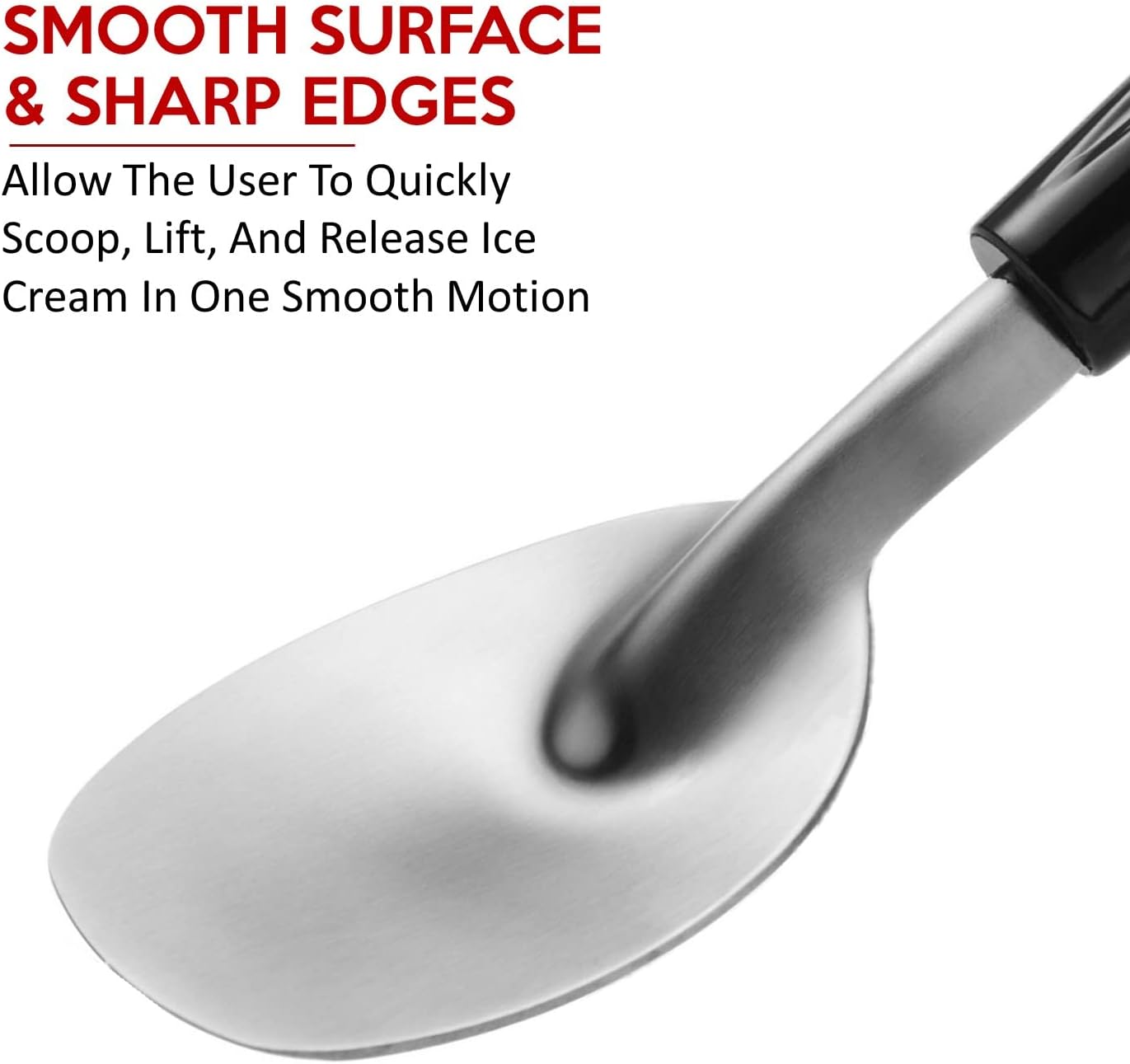 Heavy Duty Ice Cream Spade Scoop - with Non-Slip Comfortable Plastic Handle - Stainless Steel Ice Cream Paddle for Hard or Creamy Ice Cream - Ice Cream Scooper Durable Bend Proof