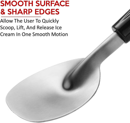Heavy Duty Ice Cream Spade Scoop - with Non-Slip Comfortable Plastic Handle - Stainless Steel Ice Cream Paddle for Hard or Creamy Ice Cream - Ice Cream Scooper Durable Bend Proof