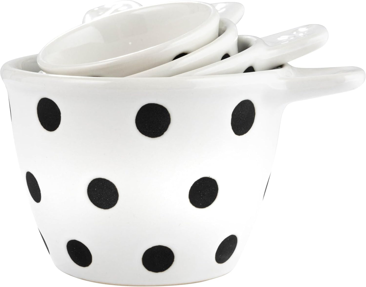 Creative Co-Op Ceramic Measuring Cup, Set of 4, Black and White