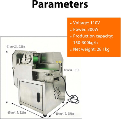 Commercial Vegetable Chopper, 150-300KG/H Electric Vegetable Cutter with Conveyor Belt & Stepless Speed Regulation, Professional Food Dicer for Veggie, Tomato, Lemon, Potato