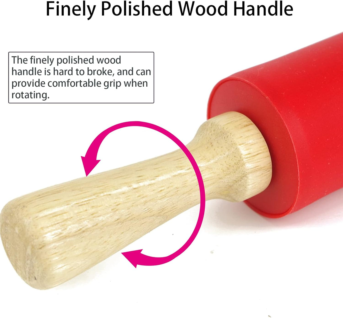 Silicone Rolling Pin for Baking Non-stick Rolling Pin Dough Roller Wooden Handle Kitchen Accessories Pastry Roller