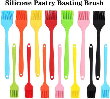 Silicone Basting Pastry Brushes Set, 2 Pcs Heat Resistant Kitchen Cooking Baking Brush for Oil Butter Sauce BBQ Grill, BPA Free, Dishwasher Safe, 8&10 inch