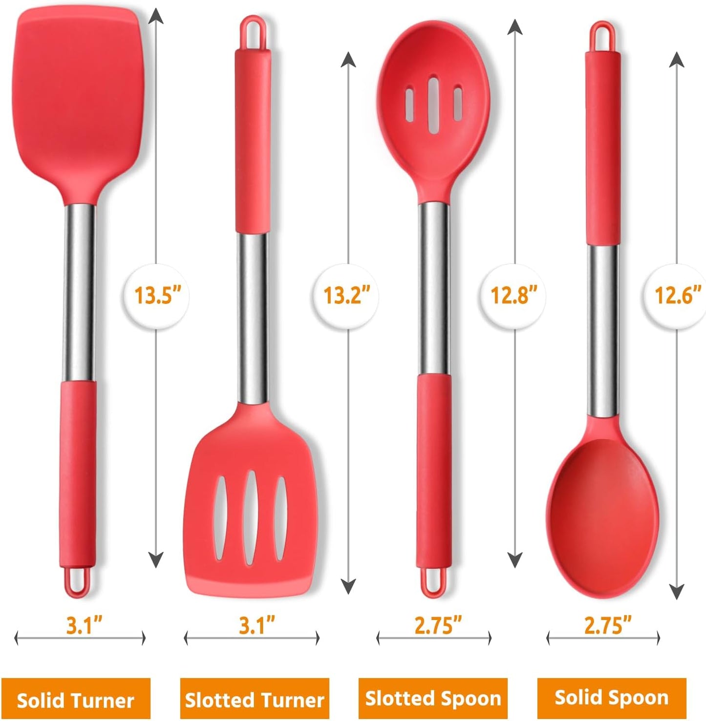 E-far Cooking Utensils Set of 4, Silicone Kitchen Utensils for Non-stick Cookware, Heat Resistant & Non-toxic Slotted Spatula Solid Spoon Turner for Flipping Mixing Serving Basting(Black)