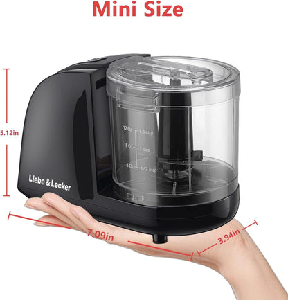Liebe&Lecker Mini Food Processor,1.5 Cup Mini Chopper for Cutting Vegetable, Garlic,Onion and Meat
