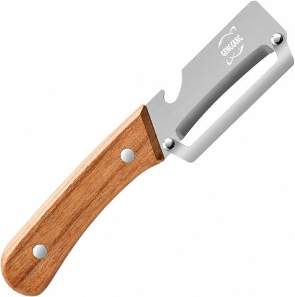 Multi-Functional Vegetable Peeler, Non-Slip Wooden Handle with Sharp Stainless Steel Blade, Built-in Bottle Opener - Perfect Kitchen Peeler For Veggie, Fruit, Potato, Carrot, Apple