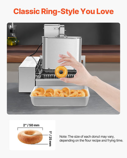 VEVOR Donut Depositor, Large Capacity Manual Donuts Dropper, 304 Stainless Steel Commercial Batter Dispenser, 6 Thicknesses Adjustment Doughnut Hopper with Stand, For Restaurant Cafe Bakery Kitchen