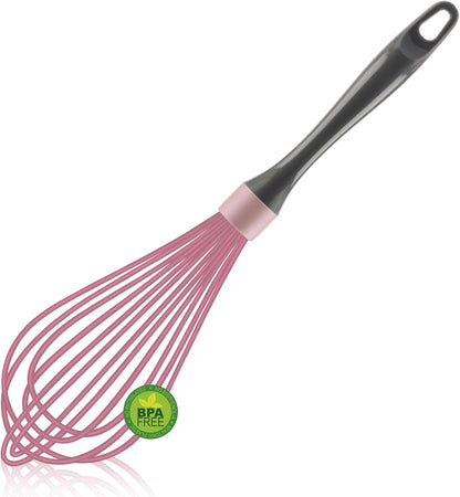 OYV Dishwasher Safe Whisk, Professional Whisks for Cooking Non-Scratch, Stainless Steel & Silicone Wisk, Plastic Rubber Whisk Tool for Nonstick Cookware Pans, Heat Resistant,12-Inch, Grey