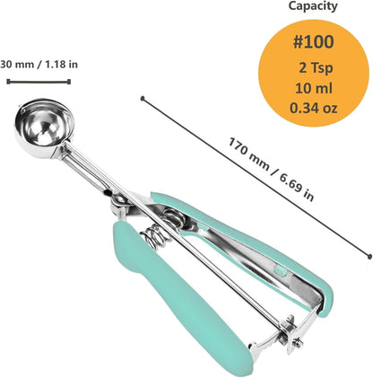 Cookie Scoop, Ice Cream Scoop, 1Tbsp/15 ml/0.5oz Cookie Scoops for Baking, 18/8 Stainless Steel Cookie Scooper for Baking, Ice Cream Scooper with Trigger Release, Cookie Dough Scoop with Non-slip Grip