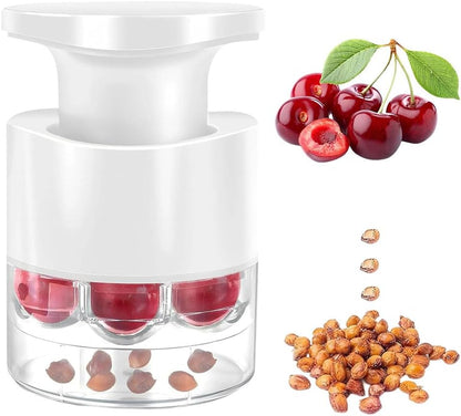 7-Hole Cherry Pitter, 2025 New Quick Push Pull Multiple Cherries Seed Remover Cherry Pitter Tool, Multi-Function Cherry Pitters Core Remover (Black)