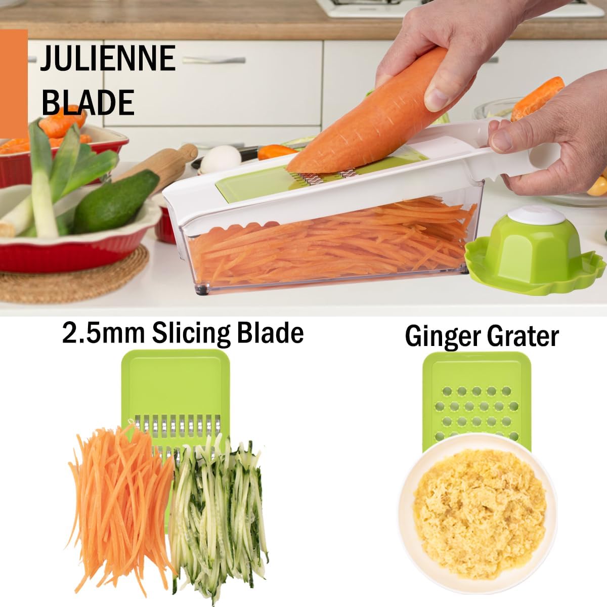 NACOLUS Cheese Grater with Container,5 In 1 Vegetable Slicer,Multi Purpose Graters for Kitchen, Easy to Clean Box Grater with Handle,Stainless Steel Cheese Shredder,Julienne Slicer