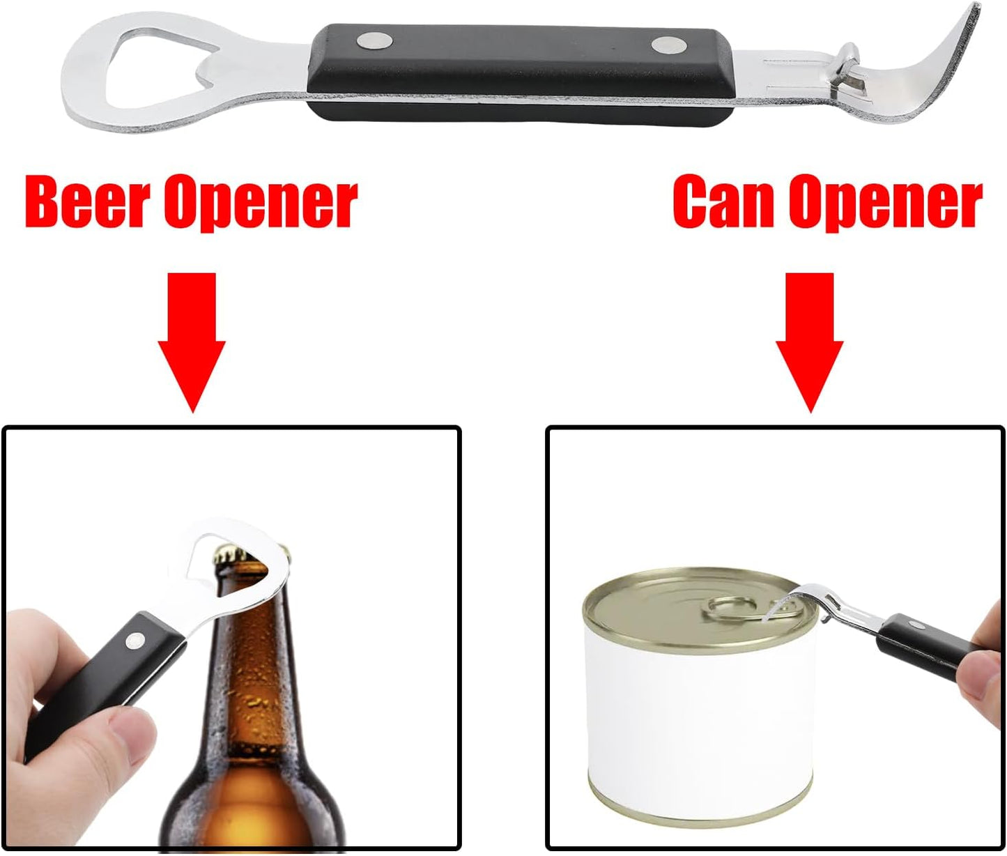 Hand Held Can Punch Opener Stainless Steel Manual Bottle Opener 2 in 1 Multifunctional Can Open Tool