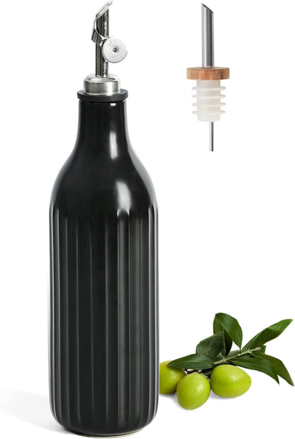 FE FUN ELEMENTS Olive Oil Dispenser Bottle, 19 oz Oil Dispenser for Kitchen and Vinegar Dispenser Bottle, Suitable for Vinegar, Coffee Syrups & Other Liquids, Off White