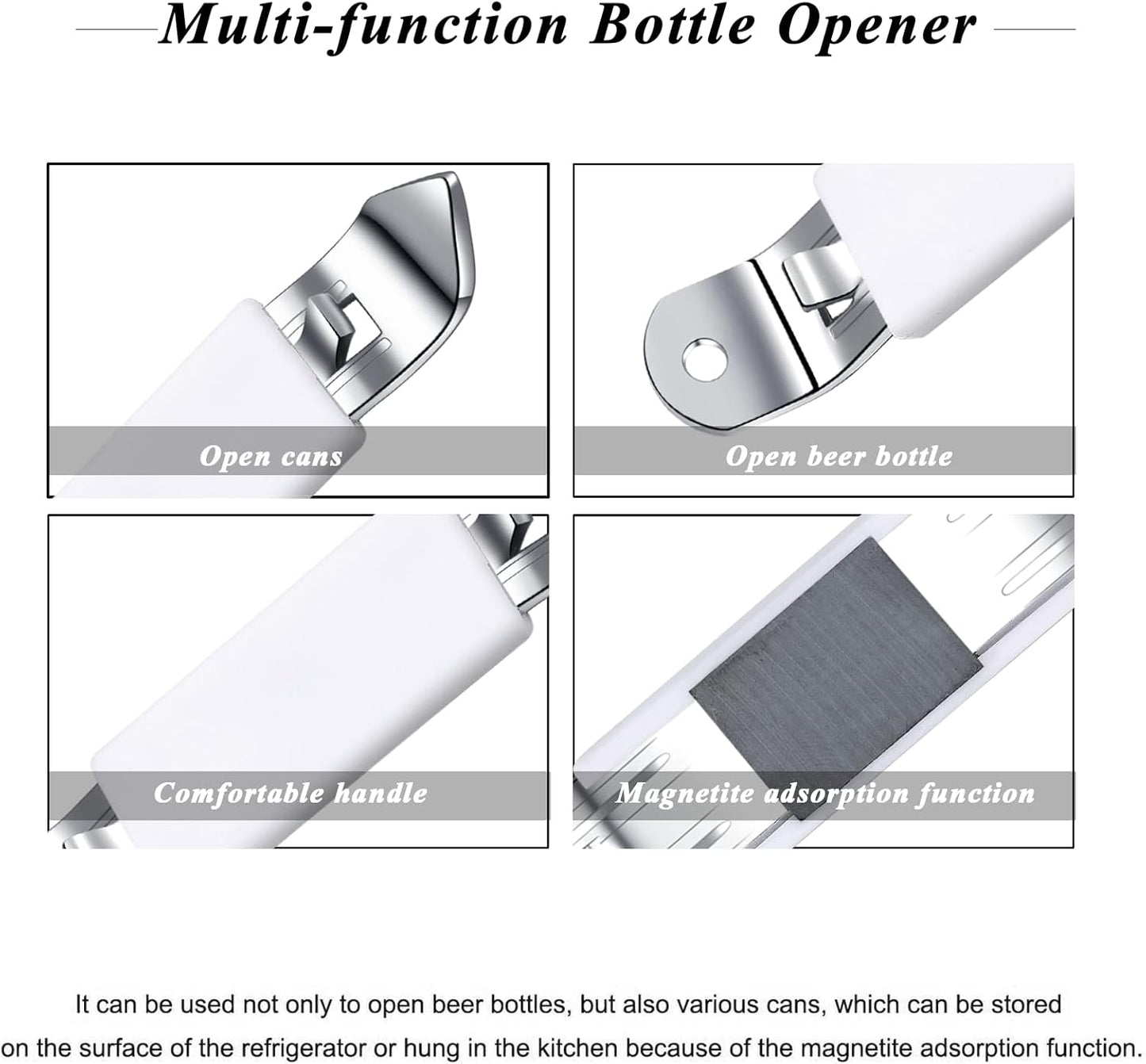 3 Pieces Magnetic Bottle Openers Can Opener Classic Beer Opener Stainless Steel Small Bottle Opener Can Tapper with Magnet for Camping and Traveling HANCELANT (Black Blue Fuchsia)