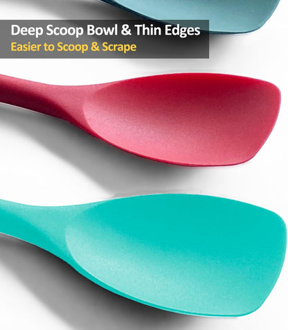 Upgrade Silicone Spatula Spoon Set,VOVOLY Heat Resistant Rubber Spoonula, Seamless Non-Stick Flexible Scrapers for Baking Mixing Tool,3 Pack,
