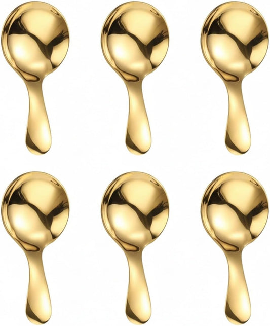 6-Piece Small Stainless Steel Spice Spoons - Canister Scoops for Condiments, Honey, Coffee, Tea, Salt, Jam, Mustard & Ice Cream