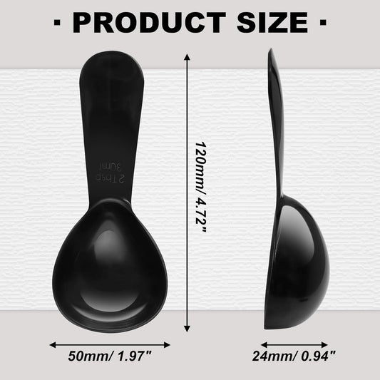 Coffee Scoops 2Tbs (30ml/ 1/8 Cup / 1 oz), Black 304 Stainless Steel Coffee 2 Tablespoon Scoop Short Handle Measuring Spoon, Set of 2