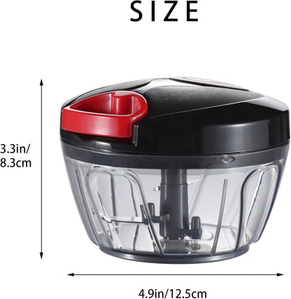Ourokhome Manual Food Processor Vegetable Chopper, Portable Hand Pull String Garlic Mincer Onion Cutter for Veggies, Ginger, Fruits, Nuts, Herbs, etc., 500ml, Deep Blue