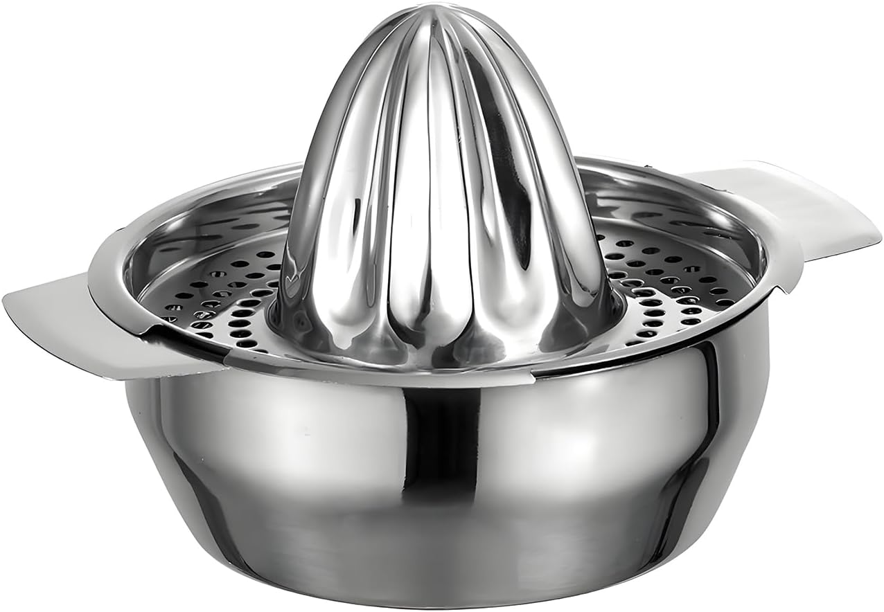 Lemon Orange Squeezer, Manual Juicer Stainless Steel Citrus Juicer Hand Press Lemon Squeezer with Bowl Juicer Strainer