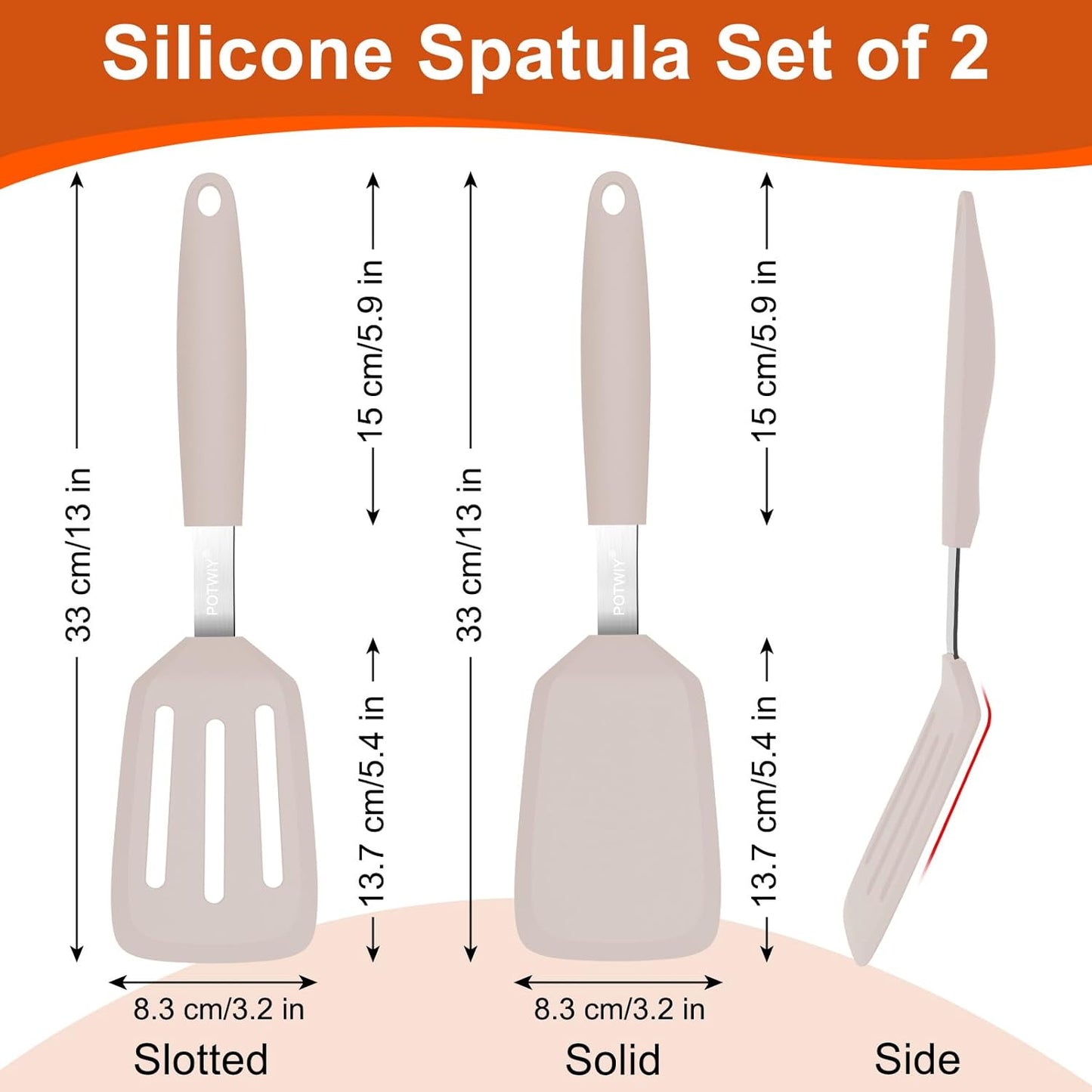 2 Pack Silicone Spatula Set, 600°F Heat Resistant Kitchen Spatula, BPA Free Solid & Slotted Turner, Flexible Cooking Utensils for Non Stick Frying Pan, Flipper for Eggs and Pancakes (Black)