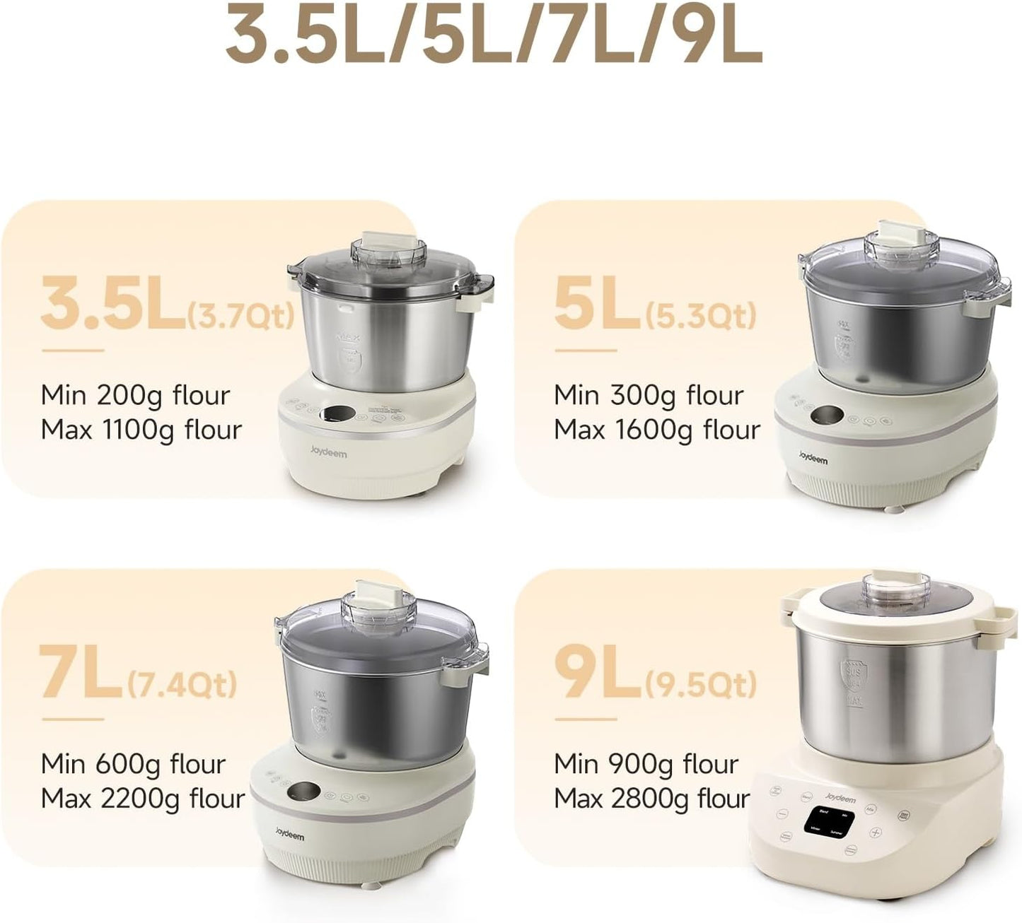 Joydeem Electric Dough Maker with Dual Seasonal Fermentation Function, 3.7Qt Dough Mixer Machine, Perfect for Bread Pizza Roti Dumpling Dough & Sourdough, HMJ-A351