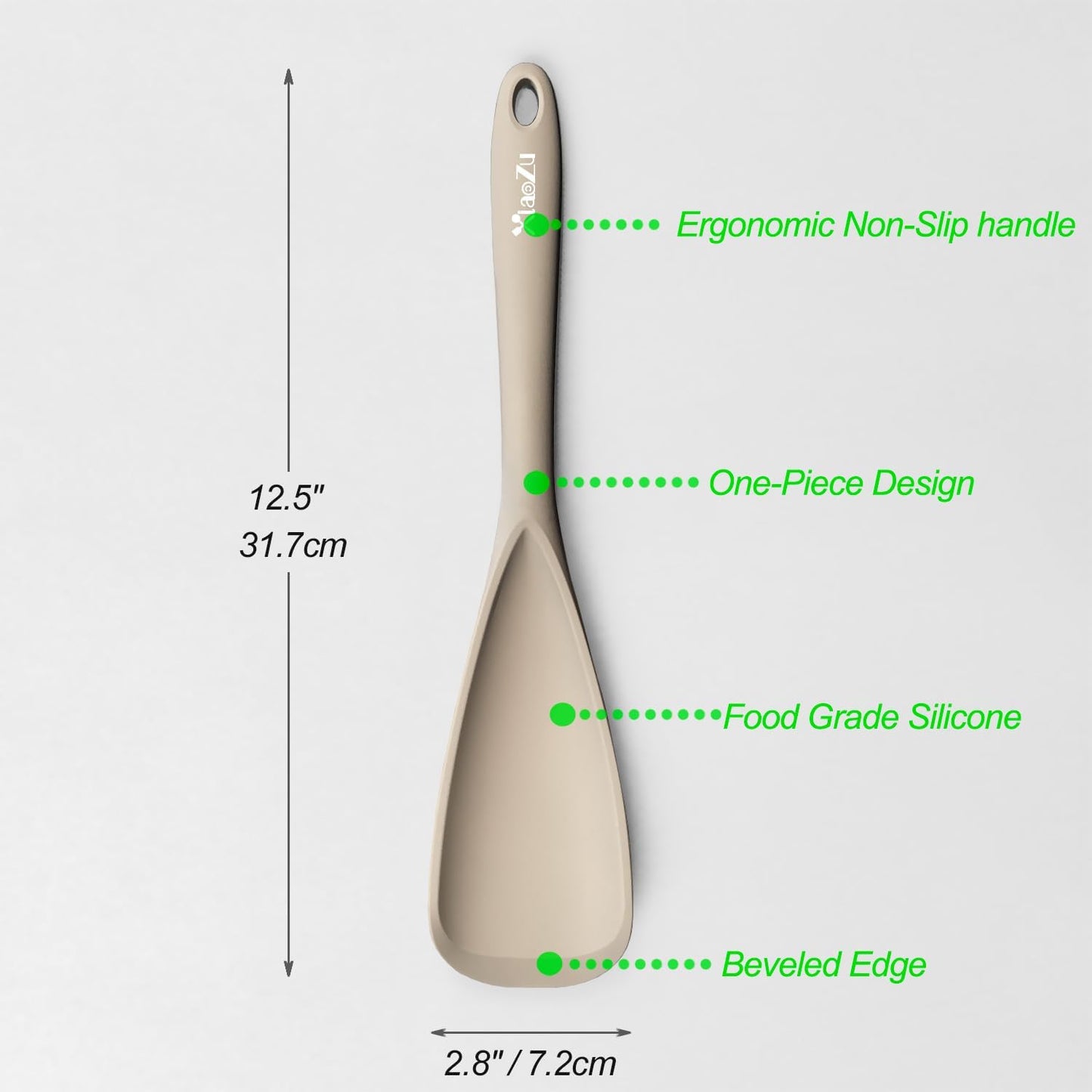 Silicone Spatula Spoon, Great for Both Cooking and Serving Durable BPA-Free Matte Black Silicone, Seamless Design, Safe for Nonstick Cooking Surfaces, 2-Pcs, Gray