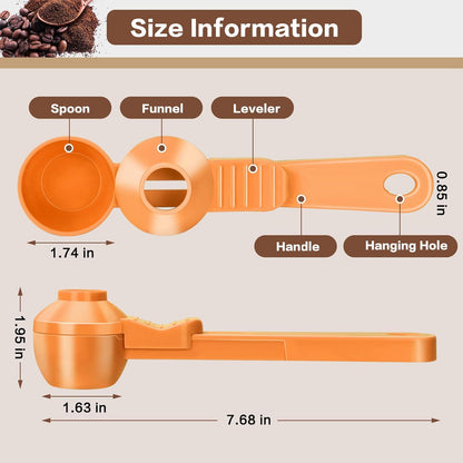 2-in-1 Coffee Scoop with Funnel, 2 Teaspoon Measuring Spoon for Reusable K Cups, Ground Coffee, Protein Powder & Tea, Mess-Free Plastic Design (Pink)