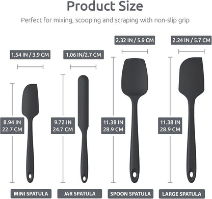 Heat Resistant Silicone Spatula Set: U-Taste 600ºF High Temp Seamless Food Grade Utensil, Flexible Rubber Silicon Kitchen Cooking Mixing Baking Scraper for Nonstick Cookware Set of 4 (Aqua Sky)