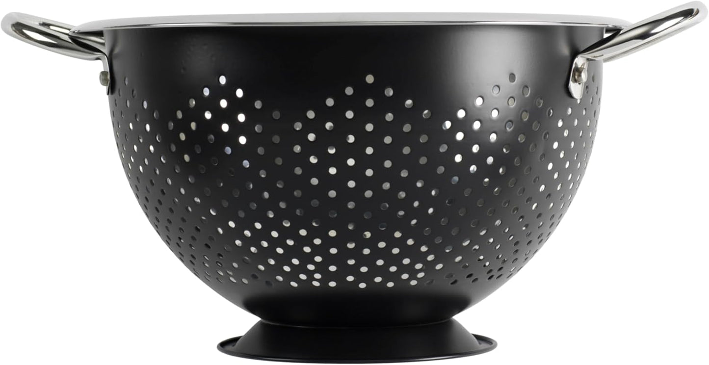 GoodCook Colander Premium Stainless Steel Construction with Handles and Elevated Pedestal Foot, 5-Quart, Black