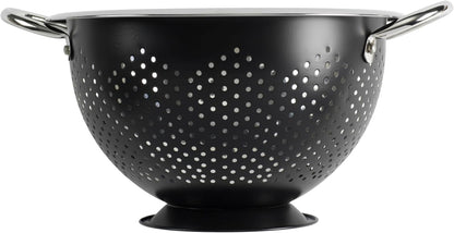 GoodCook Colander Premium Stainless Steel Construction with Handles and Elevated Pedestal Foot, 5-Quart, Black