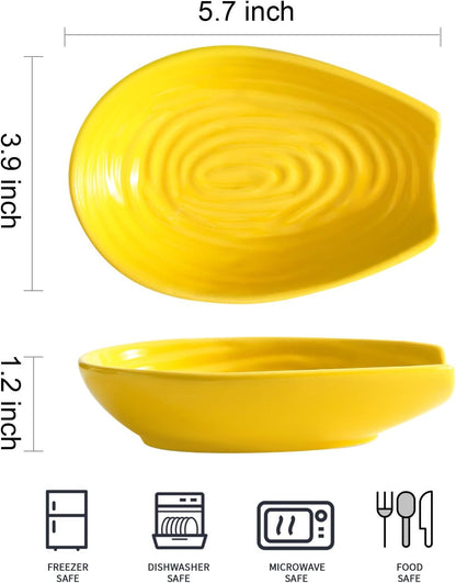 Hasense Spoon Rest for Stove Top - Blue Swirl Pattern Spoon Holder for Stove, Heat-Resistant Spoon Rest for Kitchen Counter, Ceramic Cooking Utensil Rest Ladle Holder for Spatula or Tong, 5.7 Inch