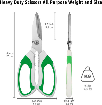 BoFuYuan Utility Scissors Heavy Duty: 8-Inch sharp Scissors All Purpose heavy duty, Serrated Blades Cut Carpet, Cardboard, Wire, Leather, Fabric, Multipurpose Shears for Kitchen, Garden, Office, Craft