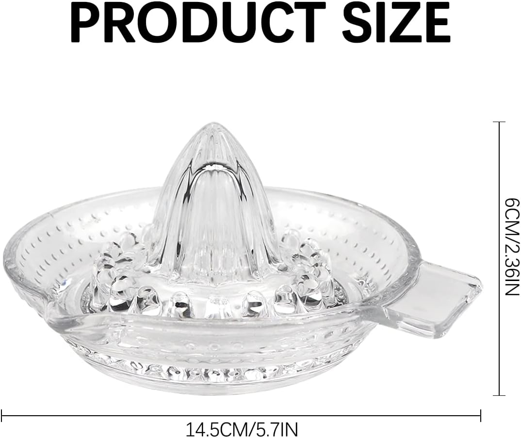 Lemon Squeezer Fruit Hand Squeezer Hand Juicer with Handle, Dishwasher Safe, Heavyweight Glass