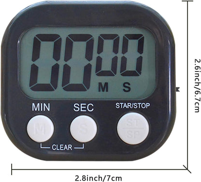 Small Digital Timer for Kitchen Cooking Baking Sports Office Meeting Multi-Function Count Up Countdown Magnetic Backing and ON/Off Switch Desk Electronic Timer (Black)