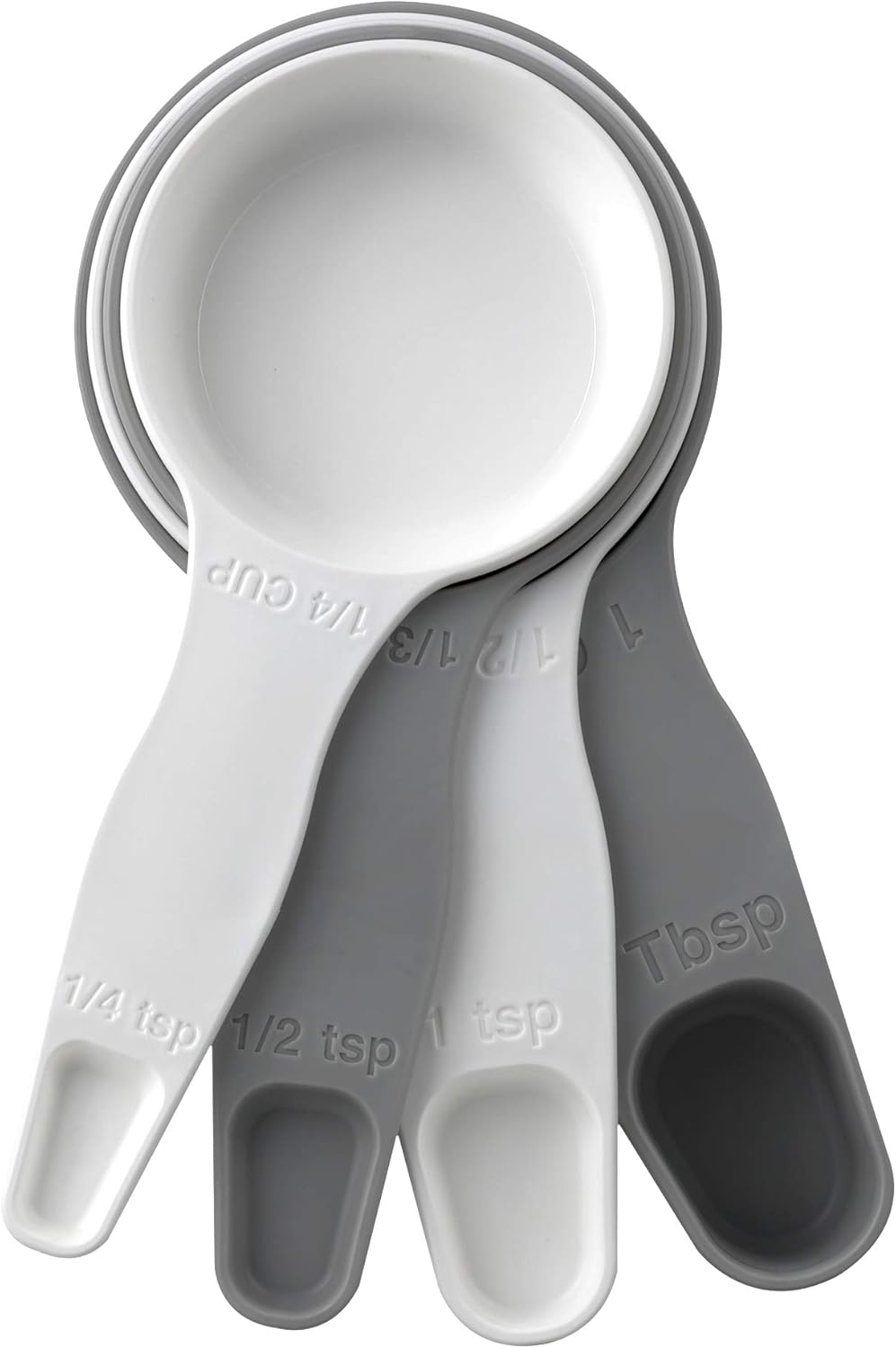 Storage Theory 2-in-1 Measuring Cups & Spoons Set (4-Piece) - Nesting Space-Saving Kitchen Gadget - BPA-Free Food Grade Plastic - Dishwasher Safe for Baking, Cooking, Coffee - White