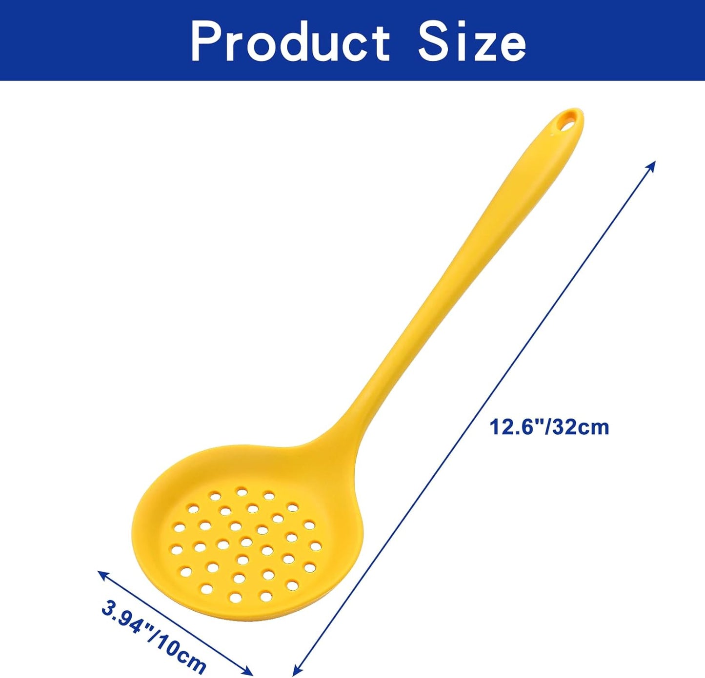 BokWin 1 Pcs Round Slotted Spoon Heat Resistant Silicone Strainer Spoon Non Stick Skimmer Spoon for Cooking Vegetable(Grey)