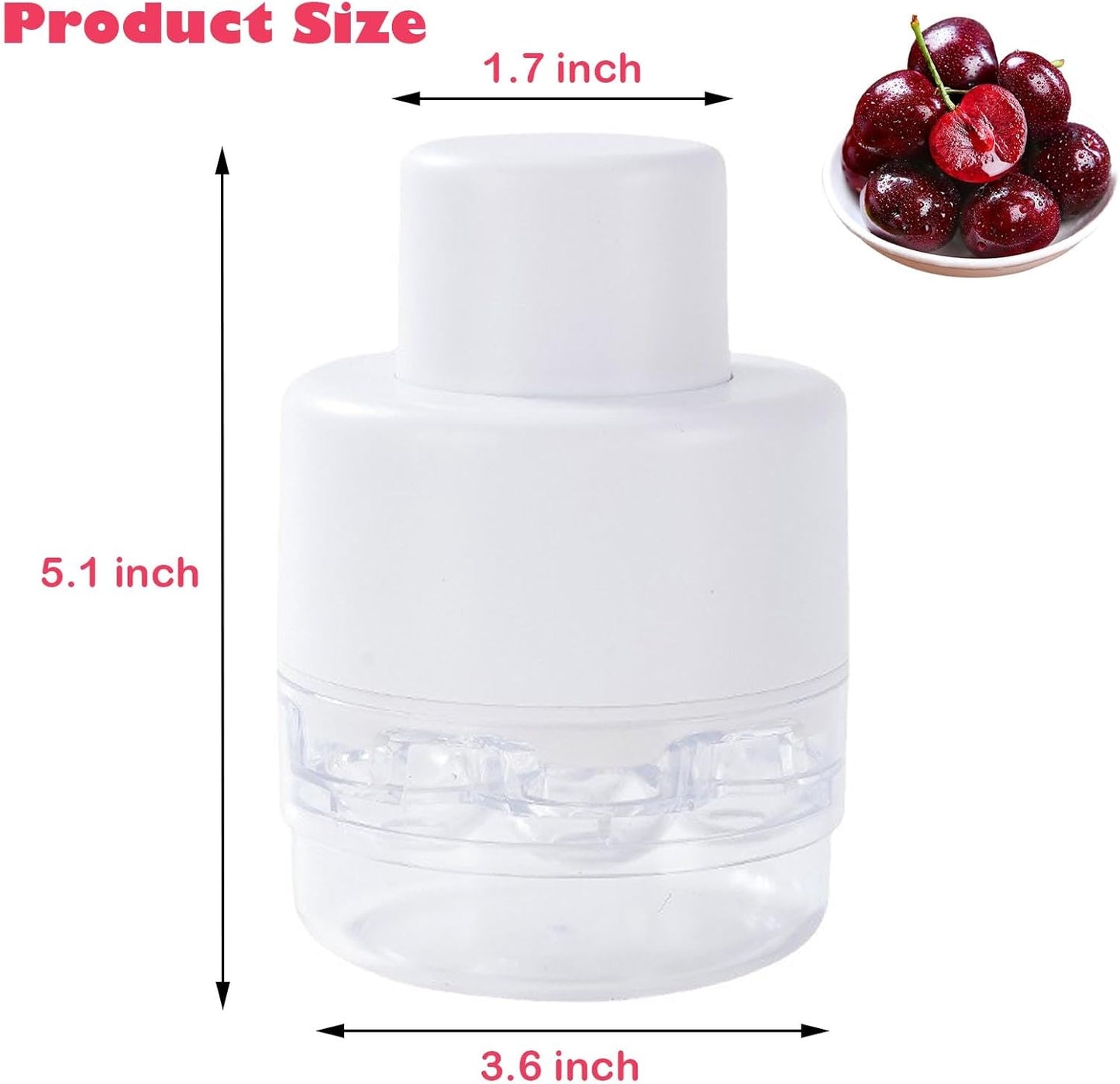 Cherry Pitter Tool, Kitchen Cherry Jam 7 Holes Multi Pitter Tool, Portable Push-Down Cherries Seed Remover, No Handle Design for Kitchen, Cake Shop, Picnics（White）