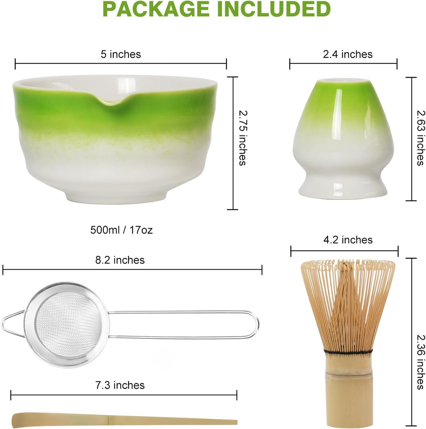 Matcha Whisk Set - Premium Complete Ceremonial Grade Matcha Set with Bamboo Whisk, Matcha Bowl with Spout, Scoop, Sifter & Holder - Authentic Japanese Tea Kit for Traditional Tea Preparation