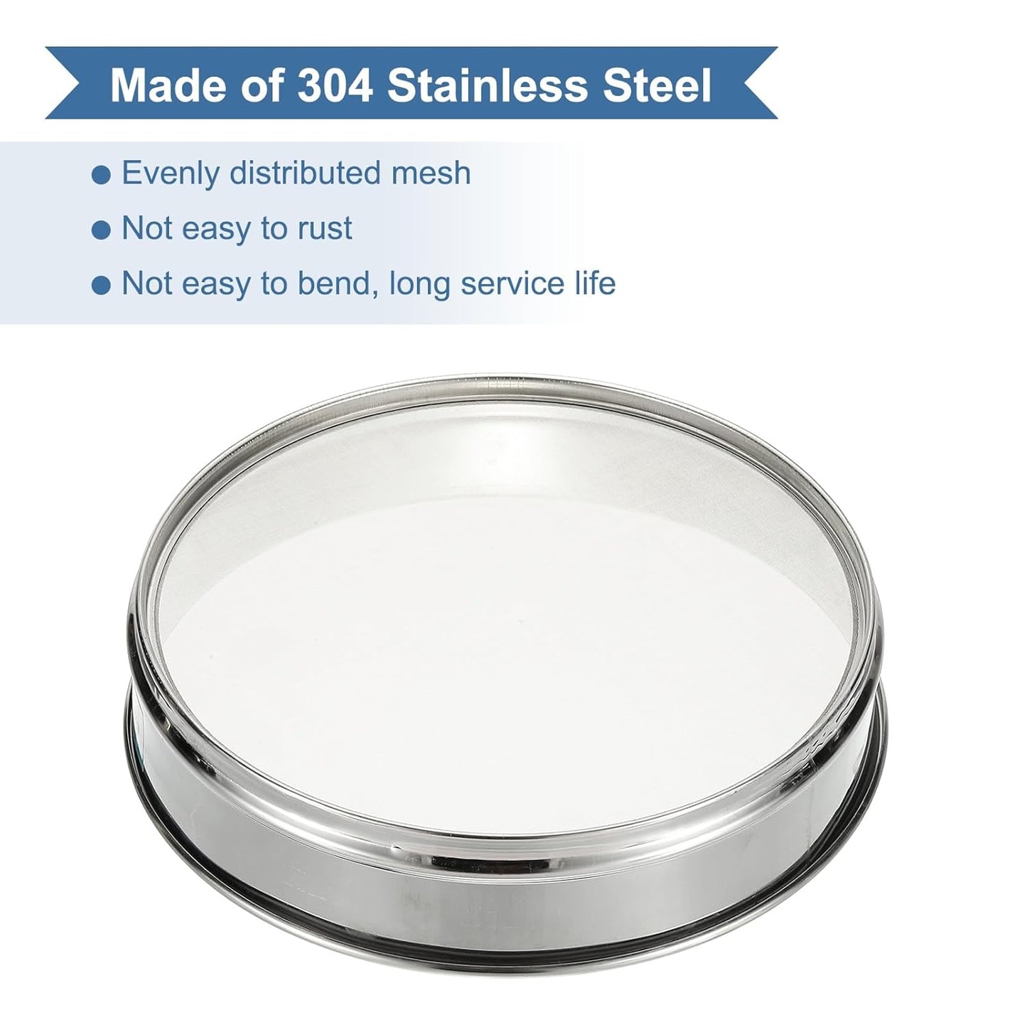 PATIKIL 10 Mesh(2mm) Lab Sieve, 11.8"(30cm) Diameter Sifting Screen 304 Stainless Steel Wire Cloth Fine Mesh Sieve for Industrial Laboratory Home Soil Sifter Dry Sift Screens Hash