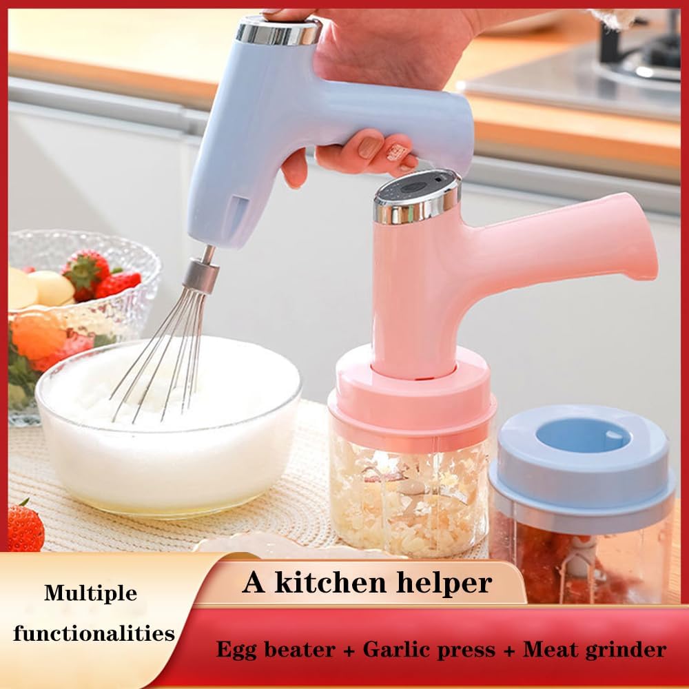 Powerful Multi-Function Electric Vegetable Chopper/Mini Food Processor/Food Slicer/Electric Egg Beater/Whisk/Hand Mixer Handheld Your Kitchen's Trusted Helper
