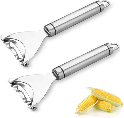 2PCS Corn Peeler, Magic Corn Stripper for Corn on the Cob Remover Tool,Stainless Steel Corn Planer Cutter Thresher Peeler, Corn Thresher with Hand Protect
