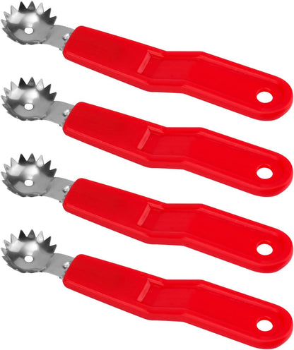 4pcs Stainless Steel Fruit Corer Tool, Tomato Strawberry Huller Vegetable Stem Remover Kitchen Gadget for Easy Fruit Balling (White)
