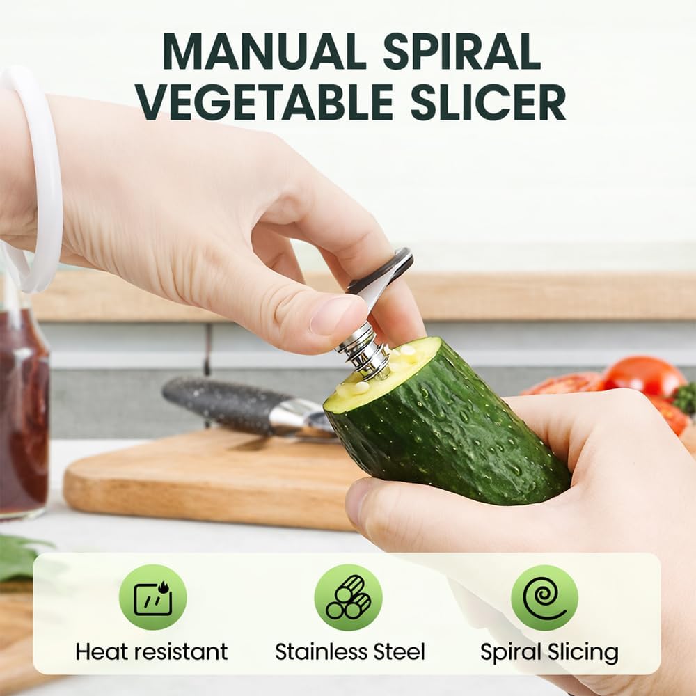 Stainless Steel Spiral Cutter for Vegetables Potato Cucumber Spiral Slicer Manual Vegetable Spiralizer Kitchen Tool (4pcs)