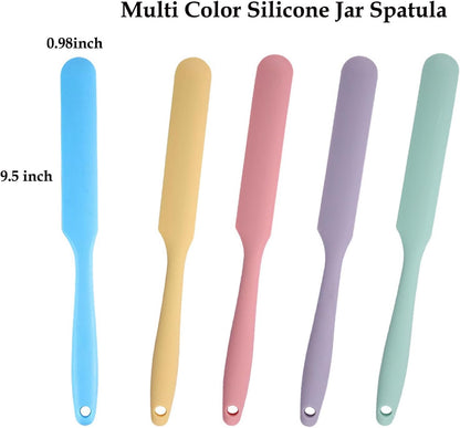 Silicone Jar Spatulas, 10 Pieces Silicone Spatula Small Butter Cake Cream Spatulas Set Long Handle Mini Non Stick Mixing Batter Baking Scrapers for Kitchen Baking Use (10, Macarone)