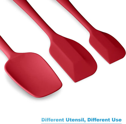 Silicone Spatulas Set Turners Tongs Cooking Utensils Set High Heat Resistant Kitchen Scraper Spatulas for Cooking Mixing Baking BPA Free Dishwasher Safe, Black