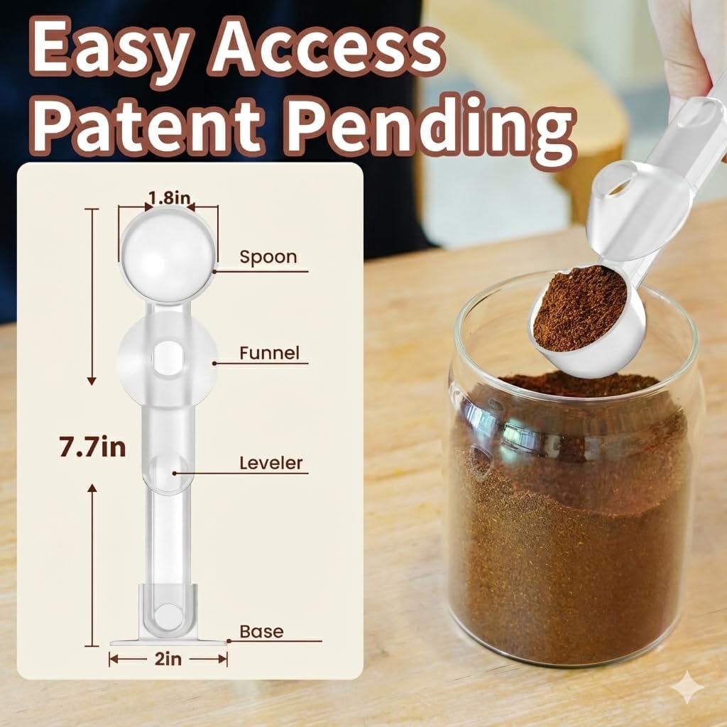 Coffee Scoop with Funnel for Ground Coffee, Protein Powder & Tea, for Reusable K Cup Refiller, 2TBSP Mess-Free, Funnel Design Prevents Spills (Black, 2-Pack)